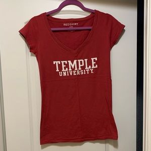 Temple University v neck cotton tee shirt